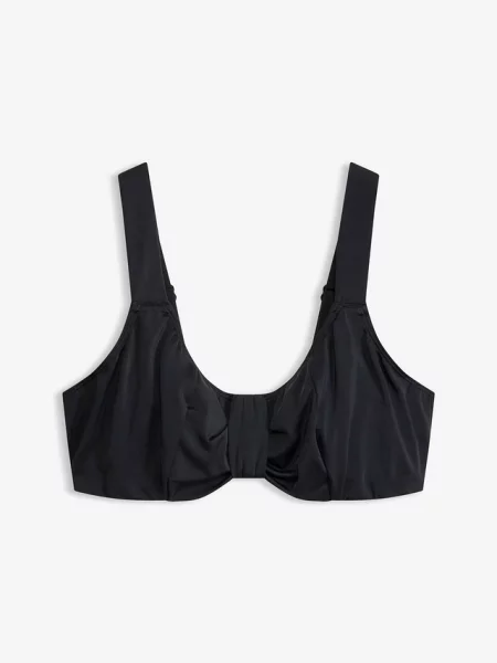 Biustonosz bikini na fiszbinach z szybkoschnącego materiału i z wyściełanymi ramiączkami czarne