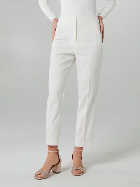 Брюки цигаретного крою з домішкою білий