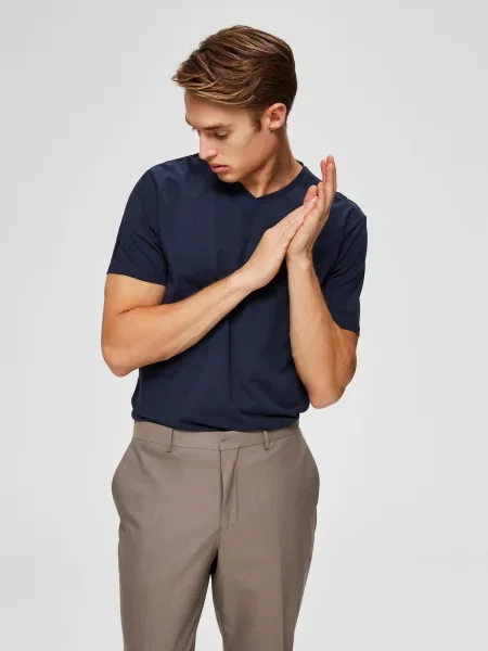 SELECTED HOMME Tricou New Pima bleumarin