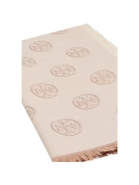 Szal Tory Burch z logo beżowa