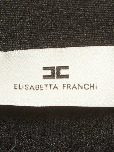 Плетен подрязан пуловер Elisabetta Franchi черно