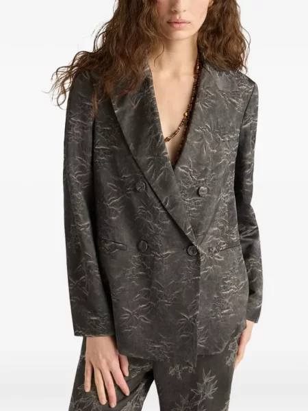 Kurtka Momoni żakardowa dwurzędowa szara