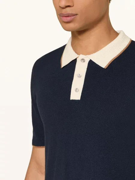 Mos Mosh Gallery Pletené Polo Tričko Mmgfrancesco Regular Fit tmavě modrá krémová béžová