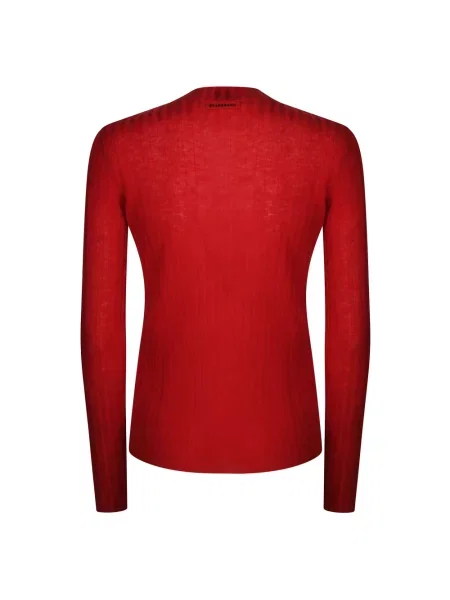 Lniany sweter z golfem Pinko czerwony