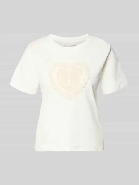 T-shirt z haftowanym motywem i dekoltem w kształcie litery O Christian Berg Woman biała