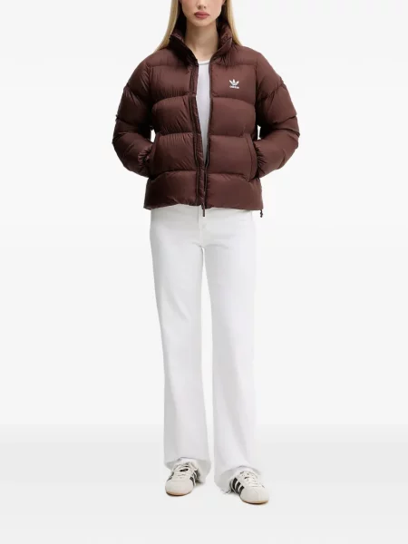 Prugaste bermuda kratke hlače Adidas s vezicama s čipkom smeđa