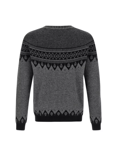 Sweter Alexander Mcqueen wełniany z nadrukiem szary