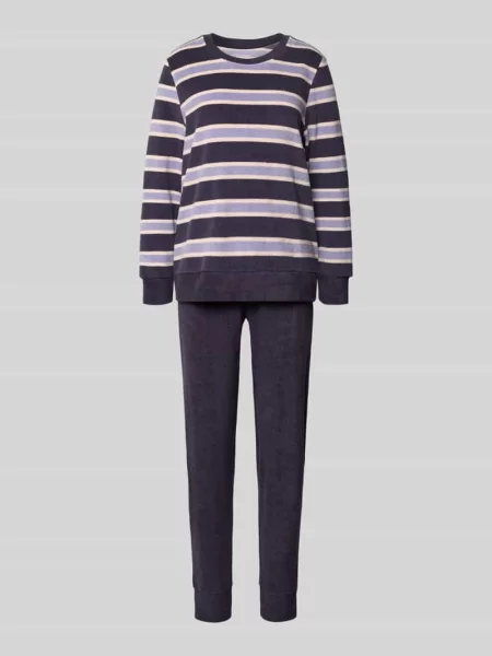 Piżama o kroju regular fit z froty Schiesser niebieska