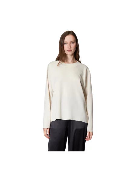 Top Roberto Collina wełniany z okrągłym dekoltem biały