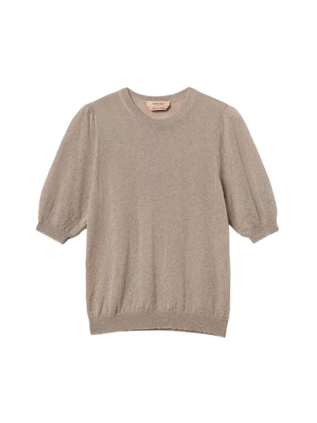 Sweter Twinset wełniany beżowy