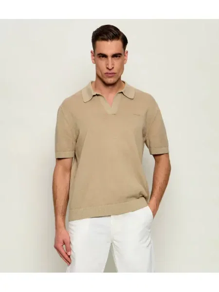 Tricou polo Gant bej
