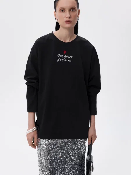 Шкіряний Лонгслів Estro чорний