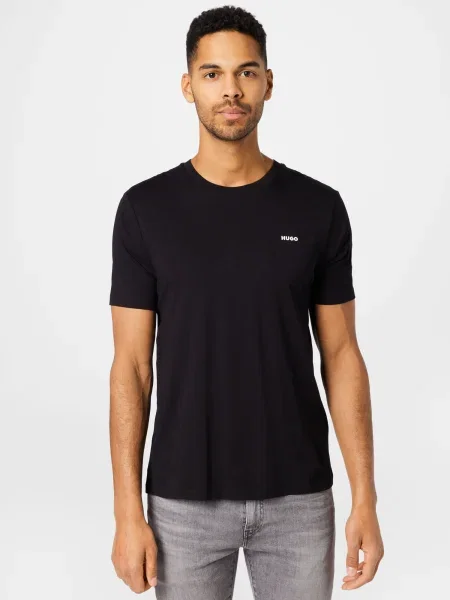 HUGO Tricou Dero negru alb