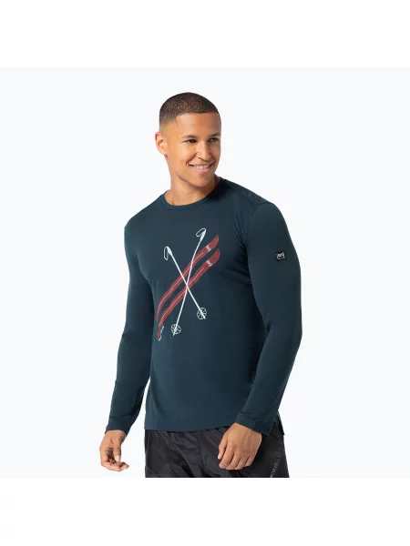 Tricou cu mânecă lungă pentru bărbați super.natural Kryssede Ski blueberry/fresh white/high risk red alb