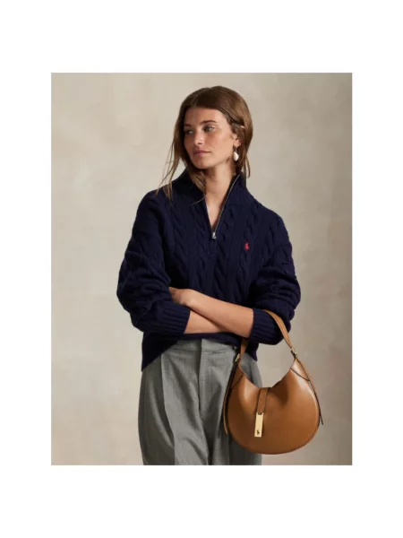 Sweter z golfem Polo Ralph Lauren wełniany do golfa brązowy