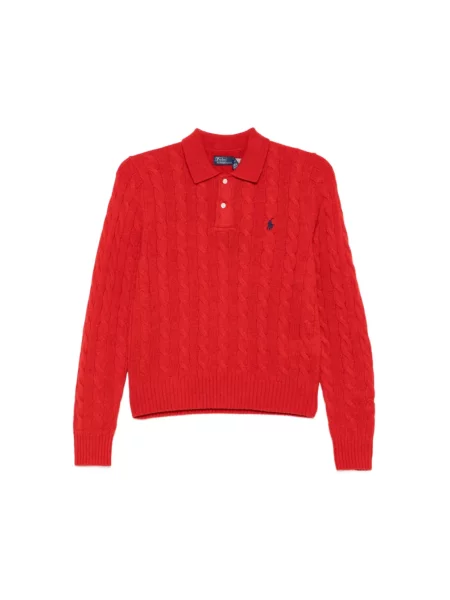 Dzianinowa koszulka polo Ralph Lauren czerwona