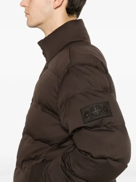 Geacă cu puf Stone Island cu strasuri maro