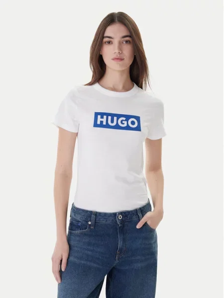 HUGO Blue Tričko Classic modrá biela