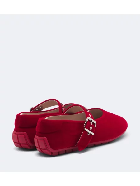 Pantofi cu toc Simone Rocha de catifea roșu
