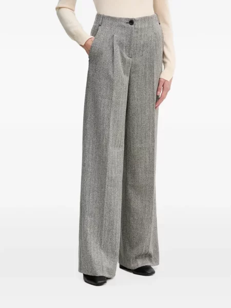 Pantaloni Sisley cu model herringbone gri