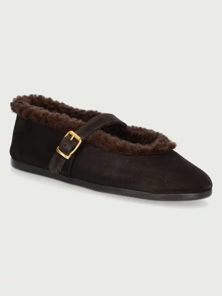 Posa balerini din piele întoarsă St. Moritz Ballet Flats maro