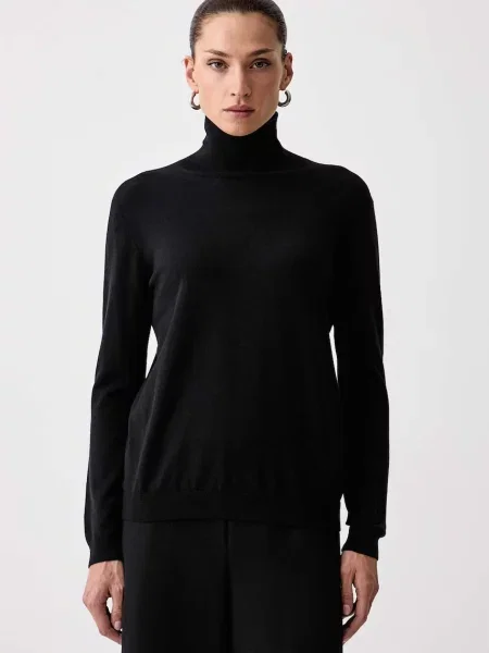 Weekend Max Mara pulover cu guler înalt pentru femei cu amestec de mătase WKDKIKU negru