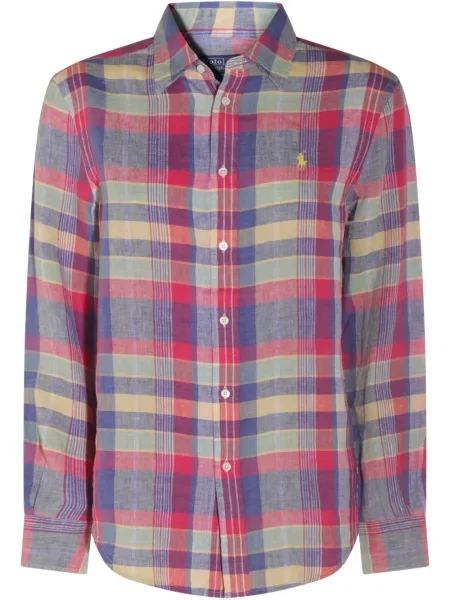 Kostkované tričko Polo Ralph Lauren s výšivkou bílé