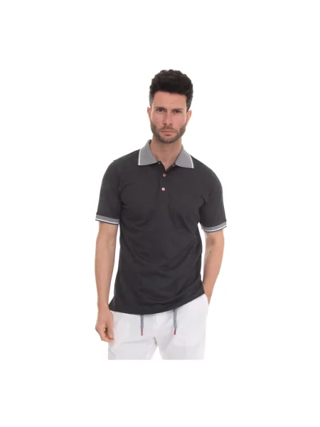 Koszulka polo Kiton z kołnierzem czarna