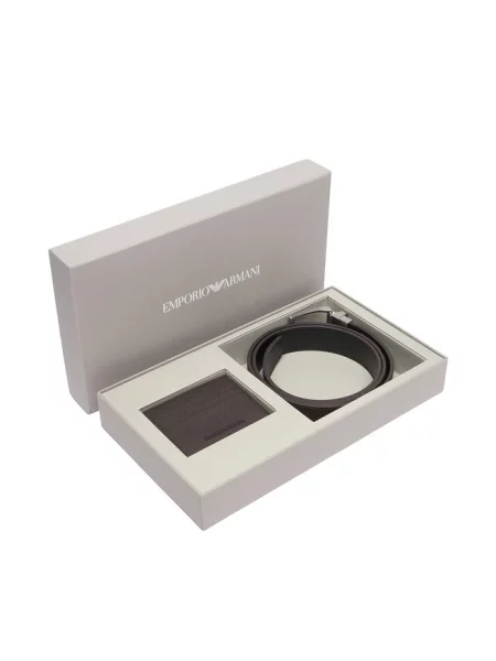 Emporio Armani Zestaw etui na karty i pasek czarny