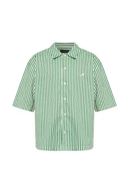 Cămașă Allsaints cu dungi verde