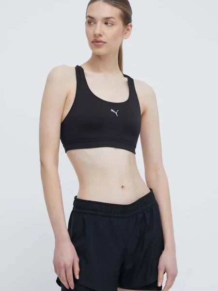 Спортен сутиен Puma с изчистен дизайн черно