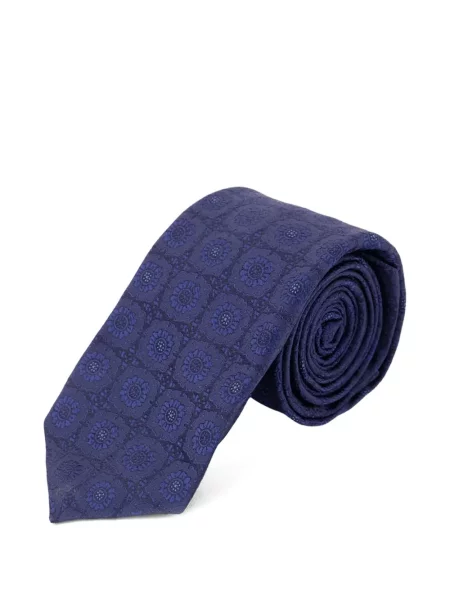 Cravată Kiton cu imprimeu geometric albastru