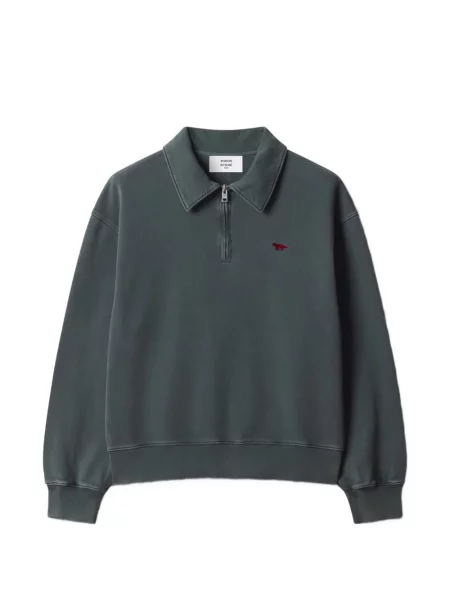 Tricou polo Maison Kitsune cu broderie gri