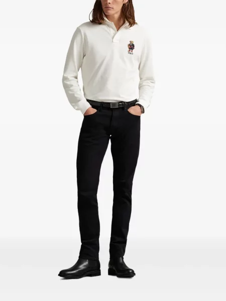 Ριγέ polo Polo Ralph Lauren με κουκούλα με αυτόγραφο λευκό