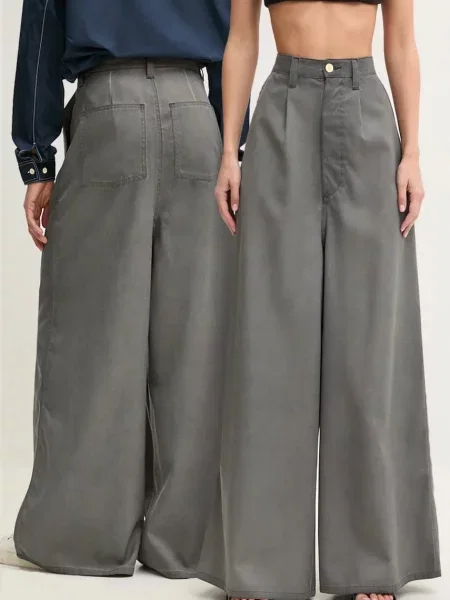 Sunnei pantaloni de lana lat high waist gri