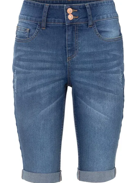 Bermudy jeansowe mid waist niebieskie