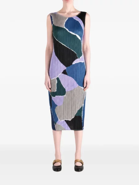 Μίντι φόρεμα Pleats Please Issey Miyake με σχέδιο με αφηρημένο print μωβ