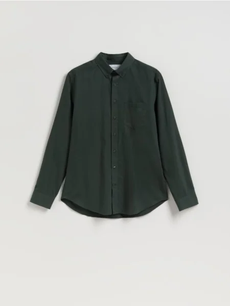 Reserved Cămașă regular fit din verde-închis verde