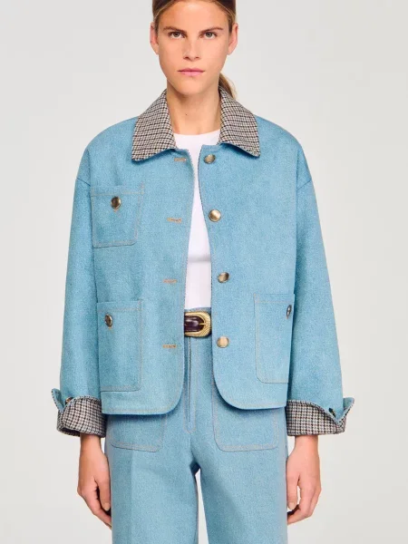 Джинсова куртка Sandro блакитна