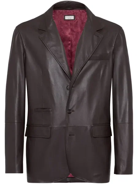 Kožené sako Brunello Cucinelli hnědé