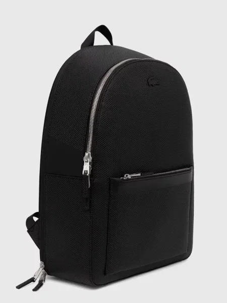 Lacoste plecak skórzany duży gładki czarny