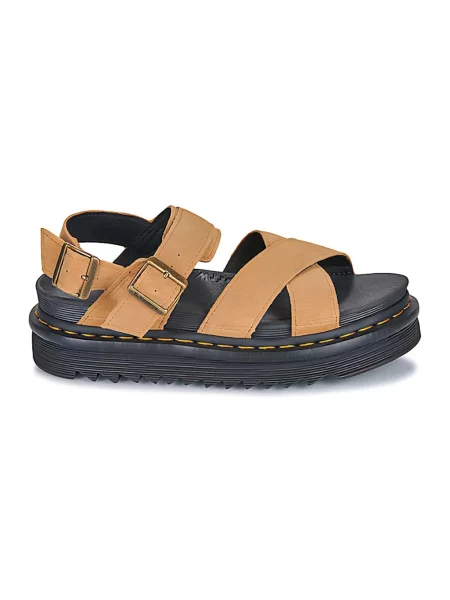 Dr. Martens sandały zamszowe Voss II Sandal brązowy na platformie beżowe