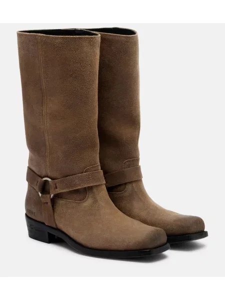 Botine Golden Goose din piele de căprioară biker auriu