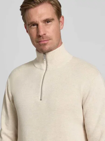 Bluza z kołnierzem i detalem z logo model ‘MILANO’ Jack & Jones Premium biała