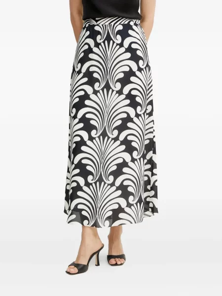 Fustă midi Luisa Spagnoli cu model floral cu imagine până la genunchi negru