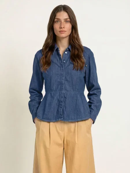 Claudie Pierlot Bluzka Jeansowa Z Wycięciami blau granatowa