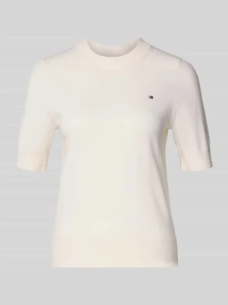 Sweter z dzianiny o kroju regular fit z mieszanki bawełny Tommy Hilfiger beżowy