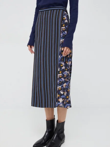 Fustă midi Ps Paul Smith până la genunchi albastru