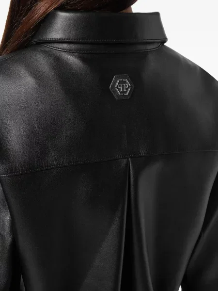 Cropp cămașă Philipp Plein din piele negru