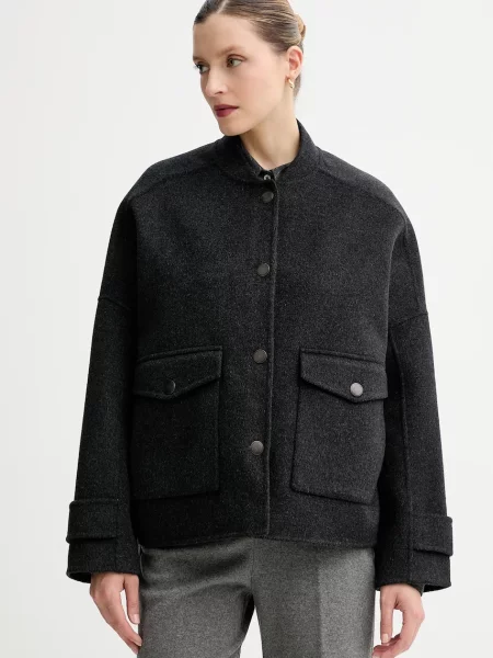 Sessun kurtka z dodatkiem wełny przejściowa oversize szary